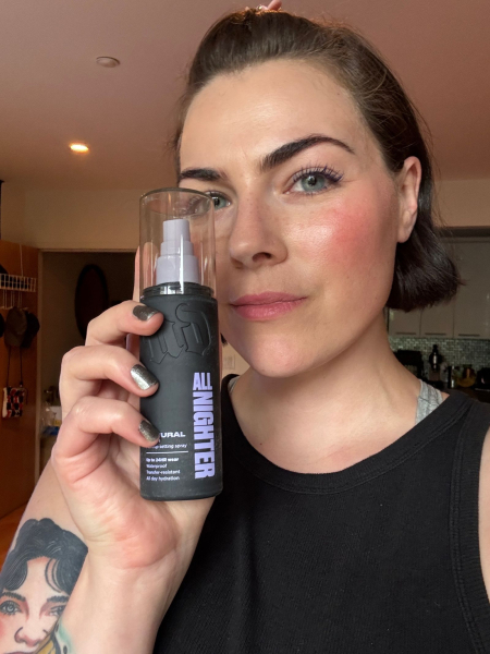 woman after wearing urban decay all nighter setting spray reformulation